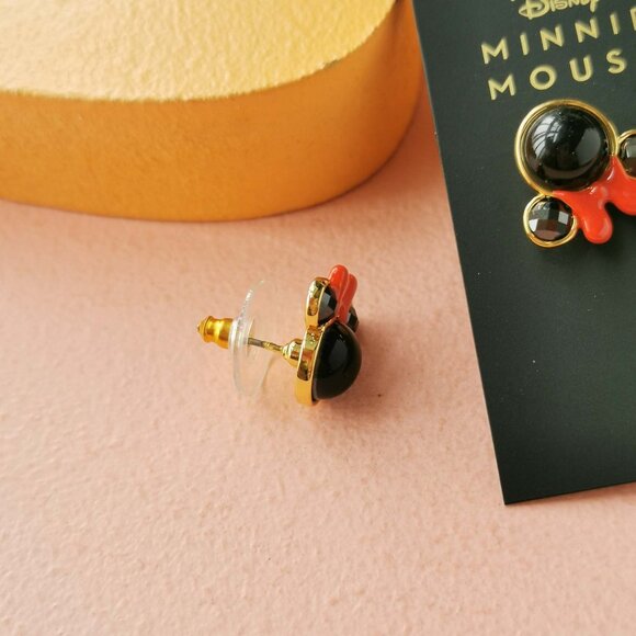 Kate Spade - Minnie Red Black Enamel Gold Stud Earrings - NEW - Picture 3 of 3